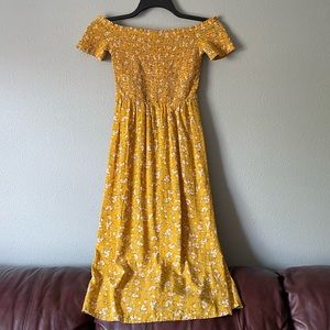 Yellow midi length dress